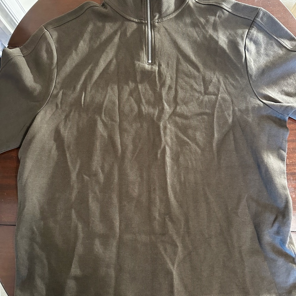 Zara Men's Dark Olive Zip-Up Sweater